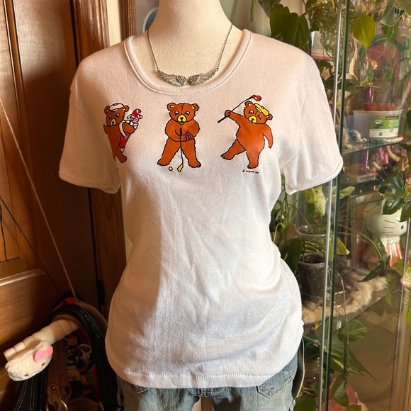 Fun-Tees Tops - Vintage 70s/80s Fun-Tees Golfing Bears Graphic T-Shirt White Single Stitch M